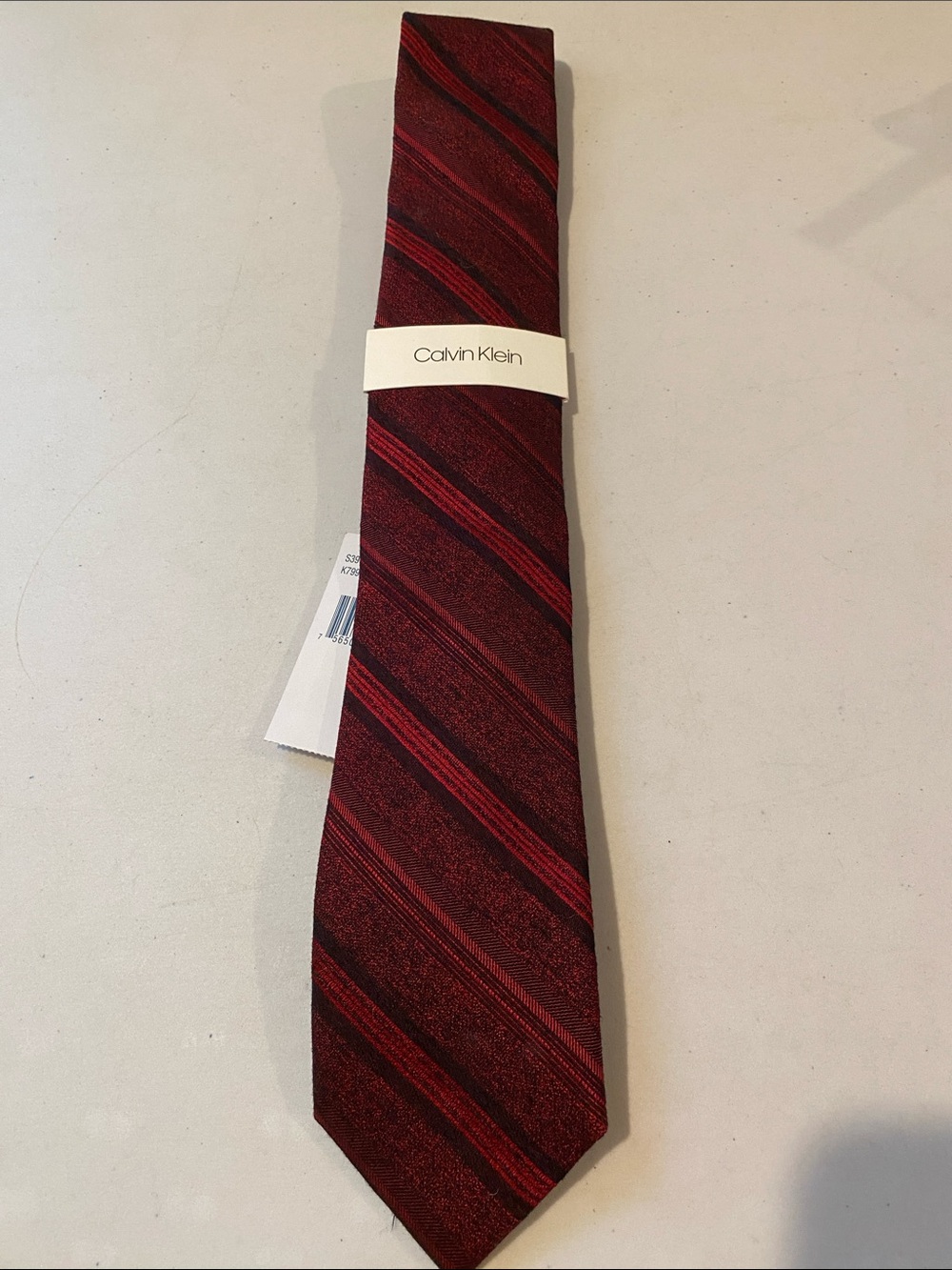 Calvin Klein Red and Black Diagonal Stripe Tie